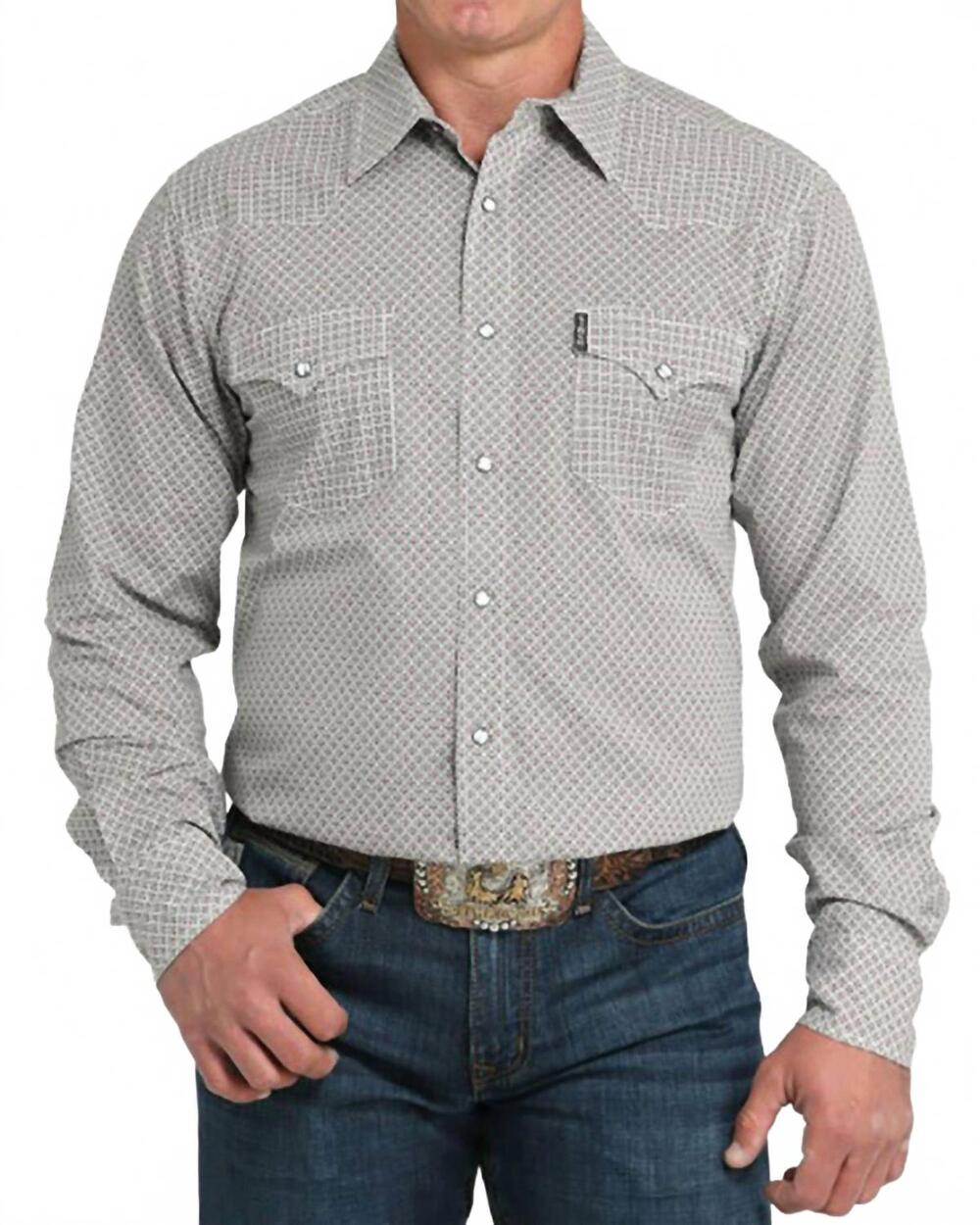NEW CINCH modern fit western long sleeve snap shirt in grey